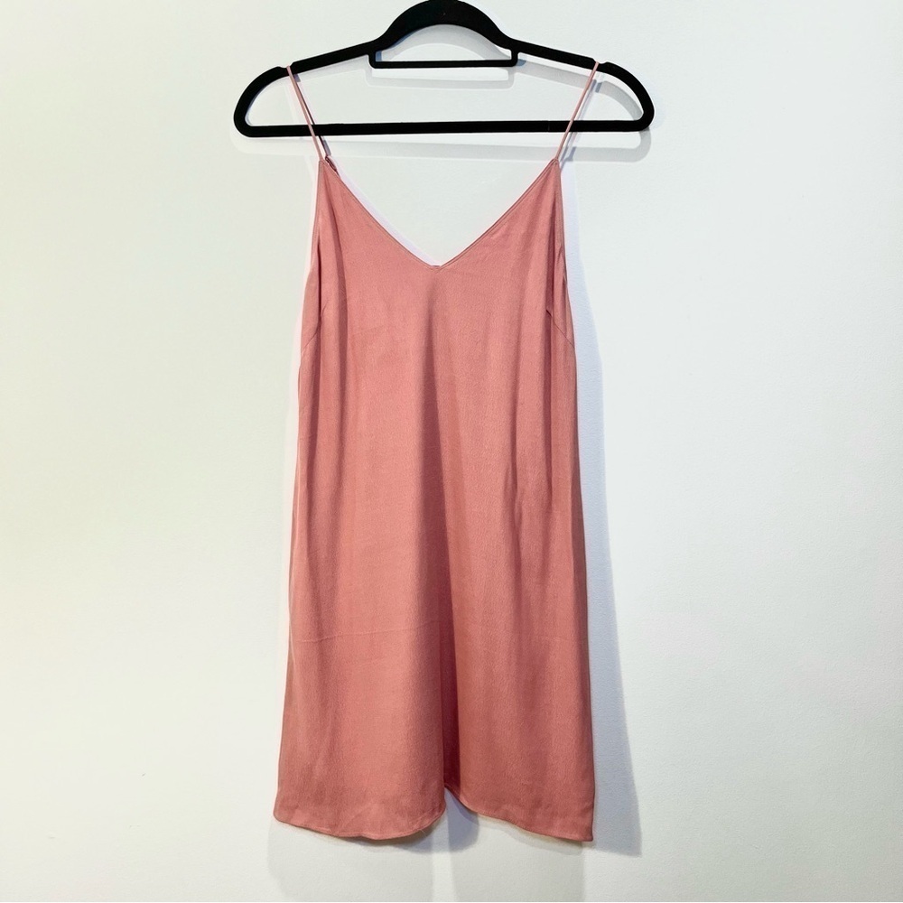 Aritzia Wilfred Free Vivienne Pink V Neck Mini Camisole Minimalist Slip Dress - Picture 5 of 9